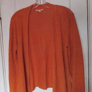 EILEEN FISHER Orange Linen Open Front Cardigan Sweater Medium